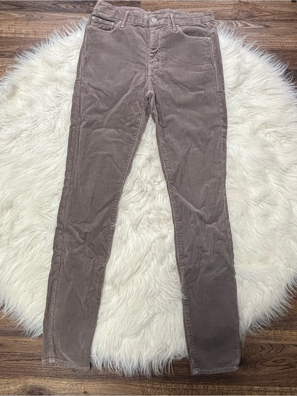 Mother Corduroy Ribbed Pants in Taupe size